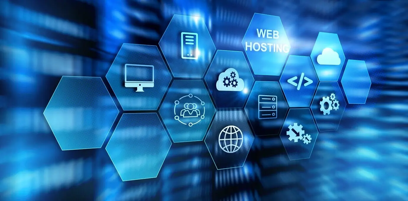 Konzept für Website-Hosting mit hellem Licht